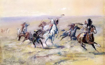 cuando los sioux y los pies negros se encuentran 1904 Charles Marion Russell Indios americanos Pinturas al óleo